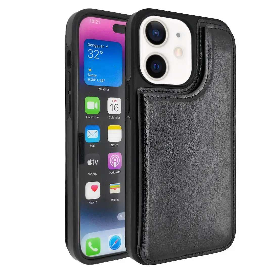 iPhone 11 PU Leather Wallet Case Black